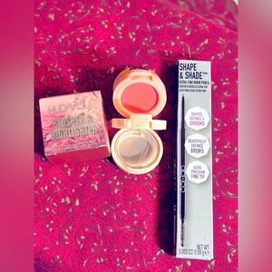 HUDA BEAUTY Blush & Highlight Set - Coral with brow set ash blonde- combo 2 pc.